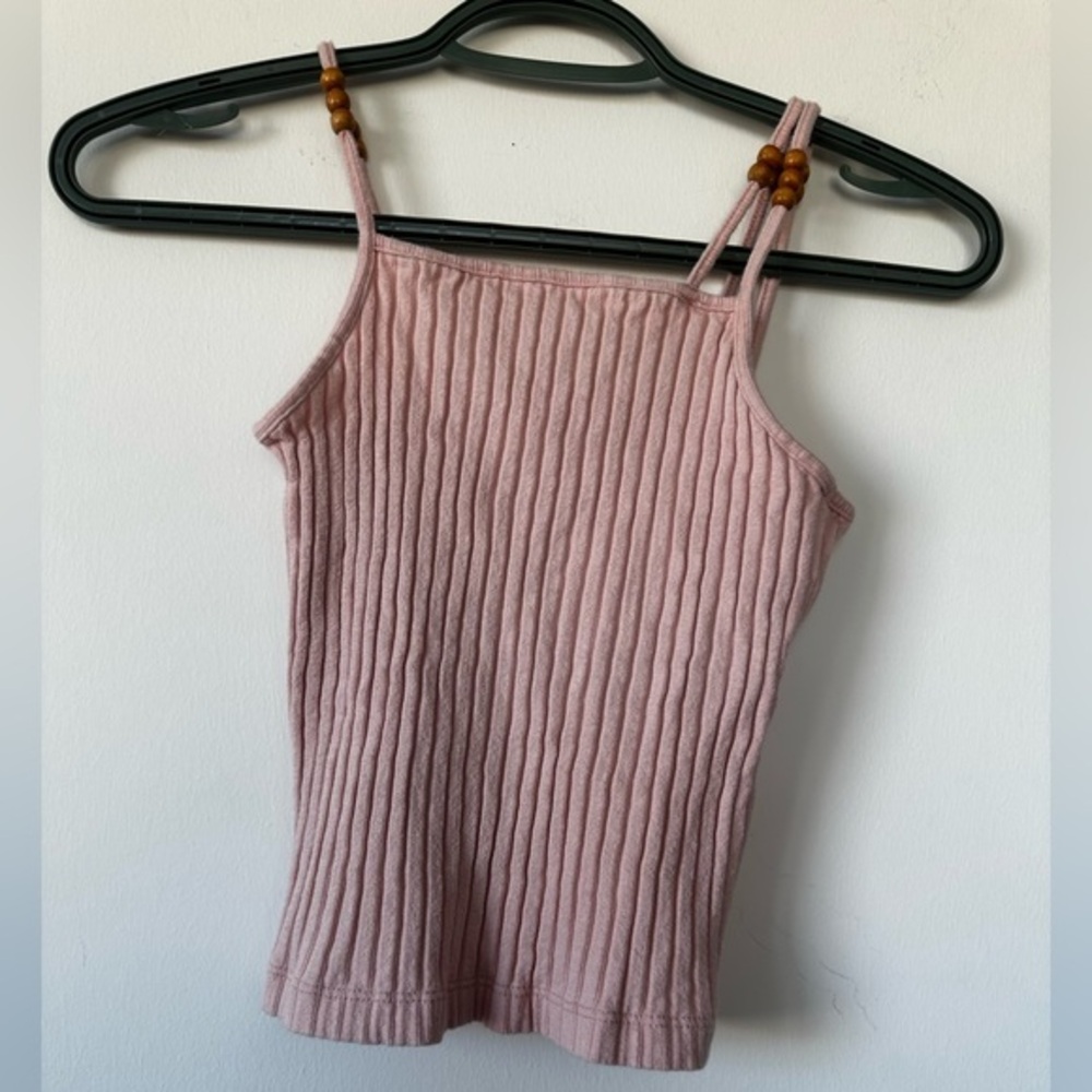 Zara Girls Ribbed Knit Tank with Wooden Beads 9-10